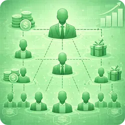 Multi-level affiliate reward system diagram
